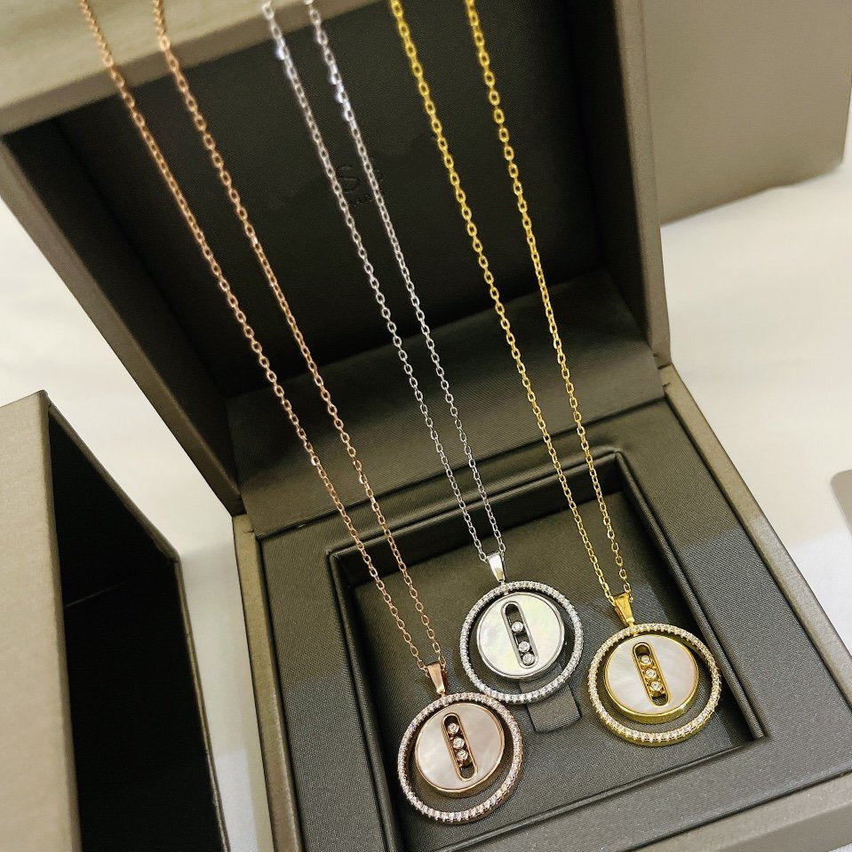 [Cadisa]LUCKY MOVE MM NACRE BLANCHE DIAMOND NECKLACE