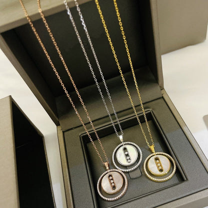 [Cadisa]LUCKY MOVE MM NACRE BLANCHE DIAMOND NECKLACE