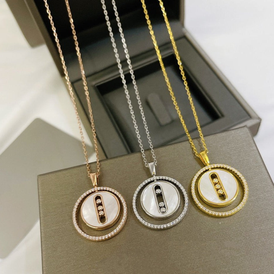 [Cadisa]LUCKY MOVE MM NACRE BLANCHE DIAMOND NECKLACE