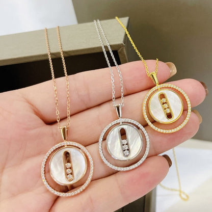 [Cadisa]LUCKY MOVE MM NACRE BLANCHE DIAMOND NECKLACE