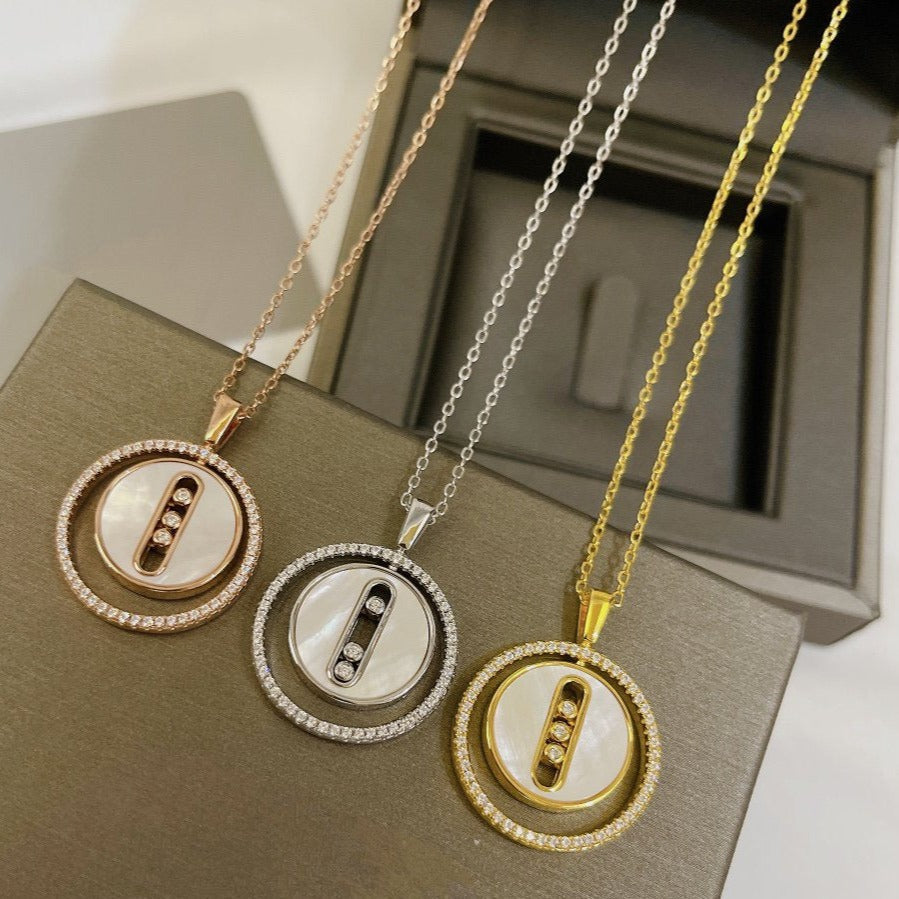 [Cadisa]LUCKY MOVE MM NACRE BLANCHE DIAMOND NECKLACE