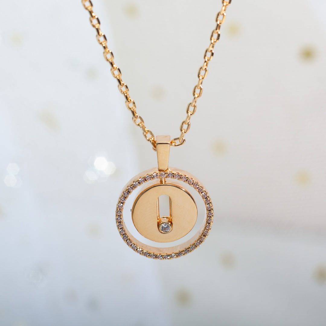 [Cadisa]LUCKY MOVE PM NECKLACE PINK GOLD DIAMOND