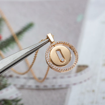 [Cadisa]LUCKY MOVE PM NECKLACE PINK GOLD DIAMOND