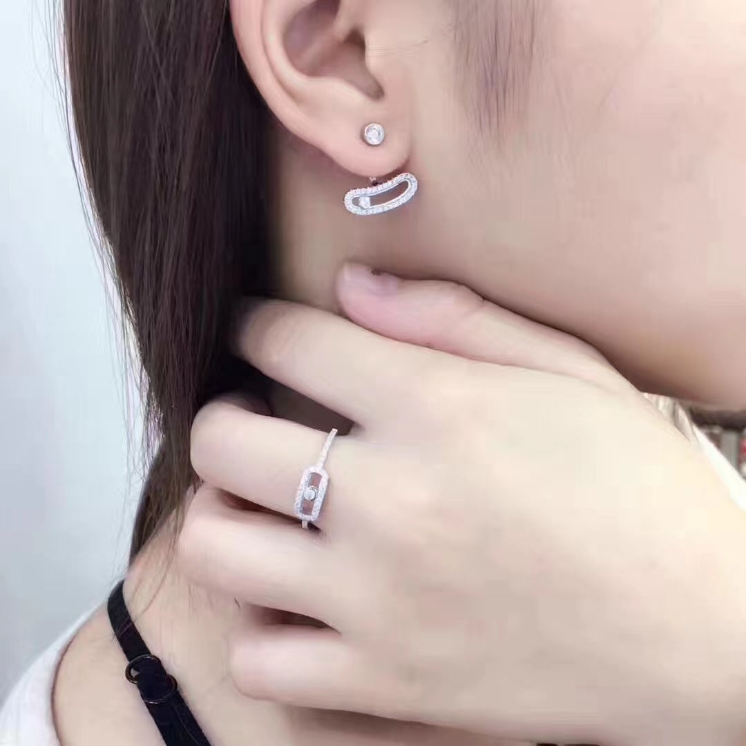 [Cadisa]MOVE UNO SILVER DIAMOND EARRINGS