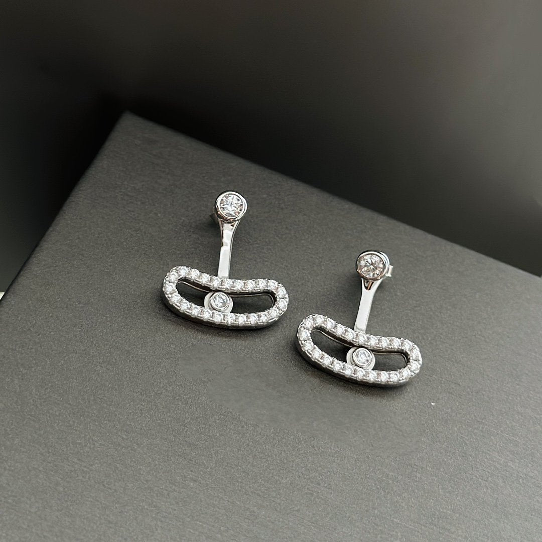 [Cadisa]MOVE UNO SILVER DIAMOND EARRINGS