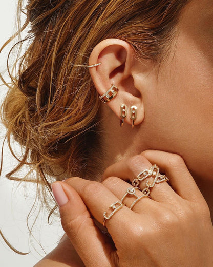 [Cadisa]CREOLES MOVE UNO MINI 1 DIAMOND EARRINGS