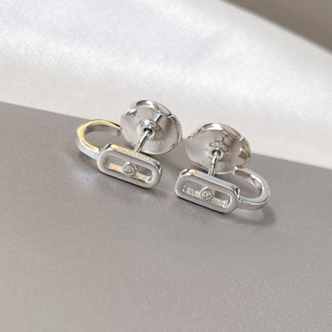 [Cadisa]CREOLES MOVE UNO MINI 1 DIAMOND EARRINGS
