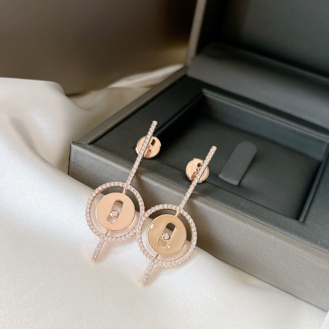 [Cadisa]LUCKY MOVE ARROW PINK GOLD DIAMOND EARRINGS