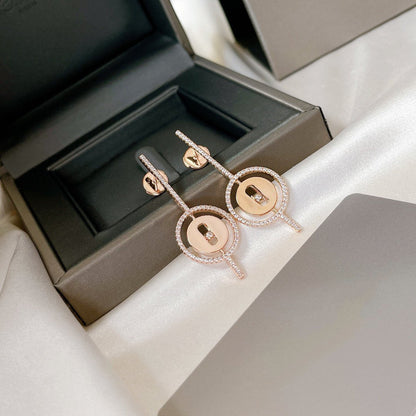 [Cadisa]LUCKY MOVE ARROW PINK GOLD DIAMOND EARRINGS