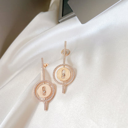 [Cadisa]LUCKY MOVE ARROW PINK GOLD DIAMOND EARRINGS