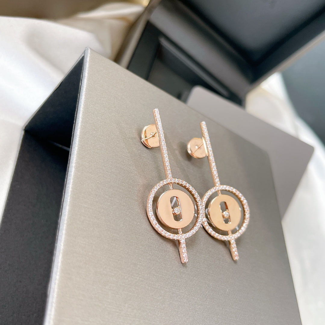 [Cadisa]LUCKY MOVE ARROW PINK GOLD DIAMOND EARRINGS