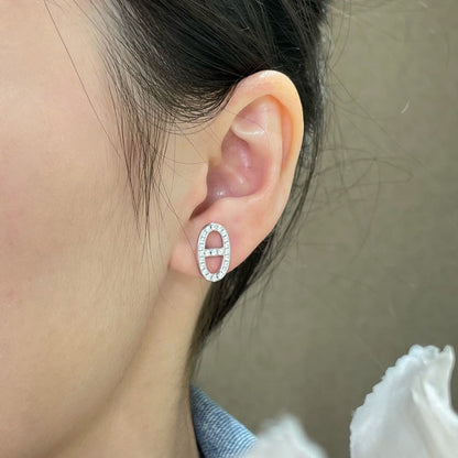 [Gaonasi]HM FULL DIAMOND PIG NOSE STUD EARRINGS
