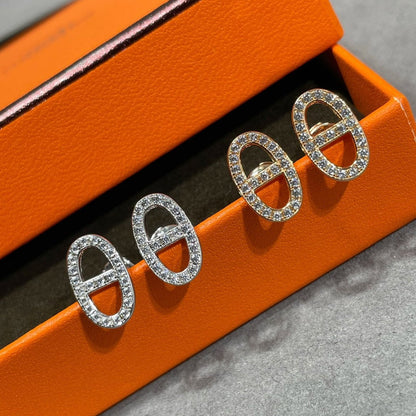 [Gaonasi]HM FULL DIAMOND PIG NOSE STUD EARRINGS