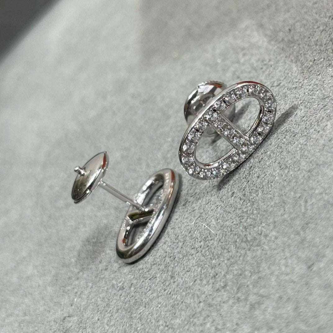 [Gaonasi]HM FULL DIAMOND PIG NOSE STUD EARRINGS