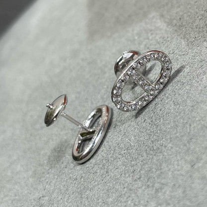 [Gaonasi]HM FULL DIAMOND PIG NOSE STUD EARRINGS