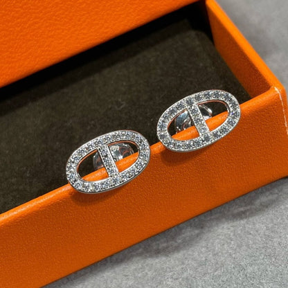 [Gaonasi]HM FULL DIAMOND PIG NOSE STUD EARRINGS