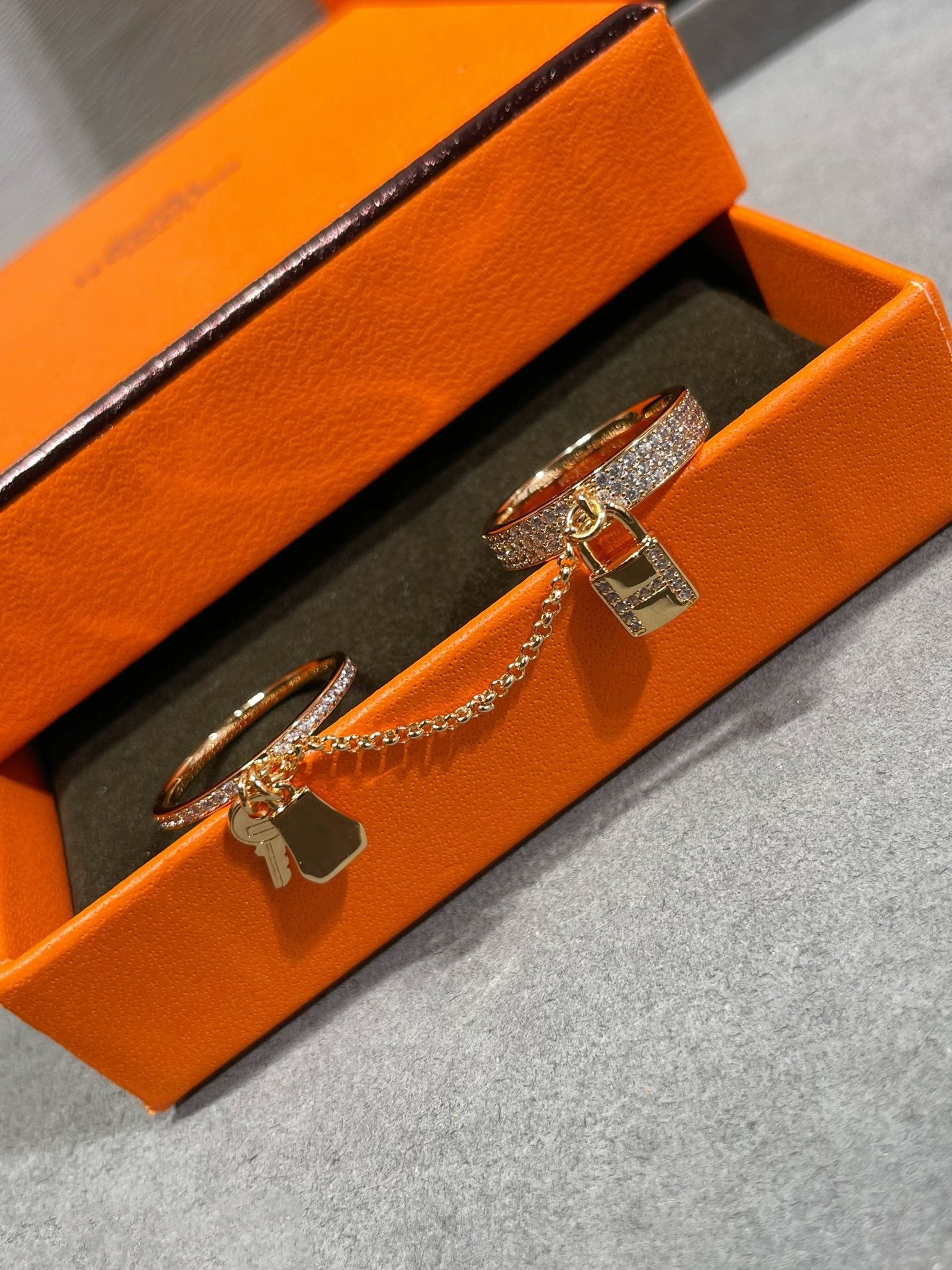 [Gaonasi]HM KELLY CLOCHETTE DOUBLE RING IN  WITH DIAMONDS