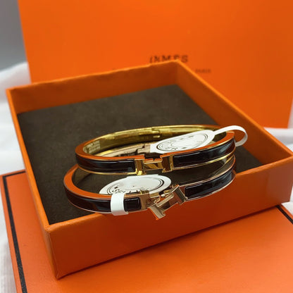 [Gaonasi]CLASSIC HM CLIC BLACK 8MM ENAMEL BRACELET