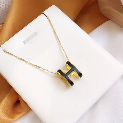 [Gaonasi]HM CLIC BLACK ENAMEL GOLD NECKLACE