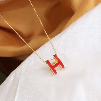 [Gaonasi]HM CLIC RED ENAMEL GOLD NECKLACE