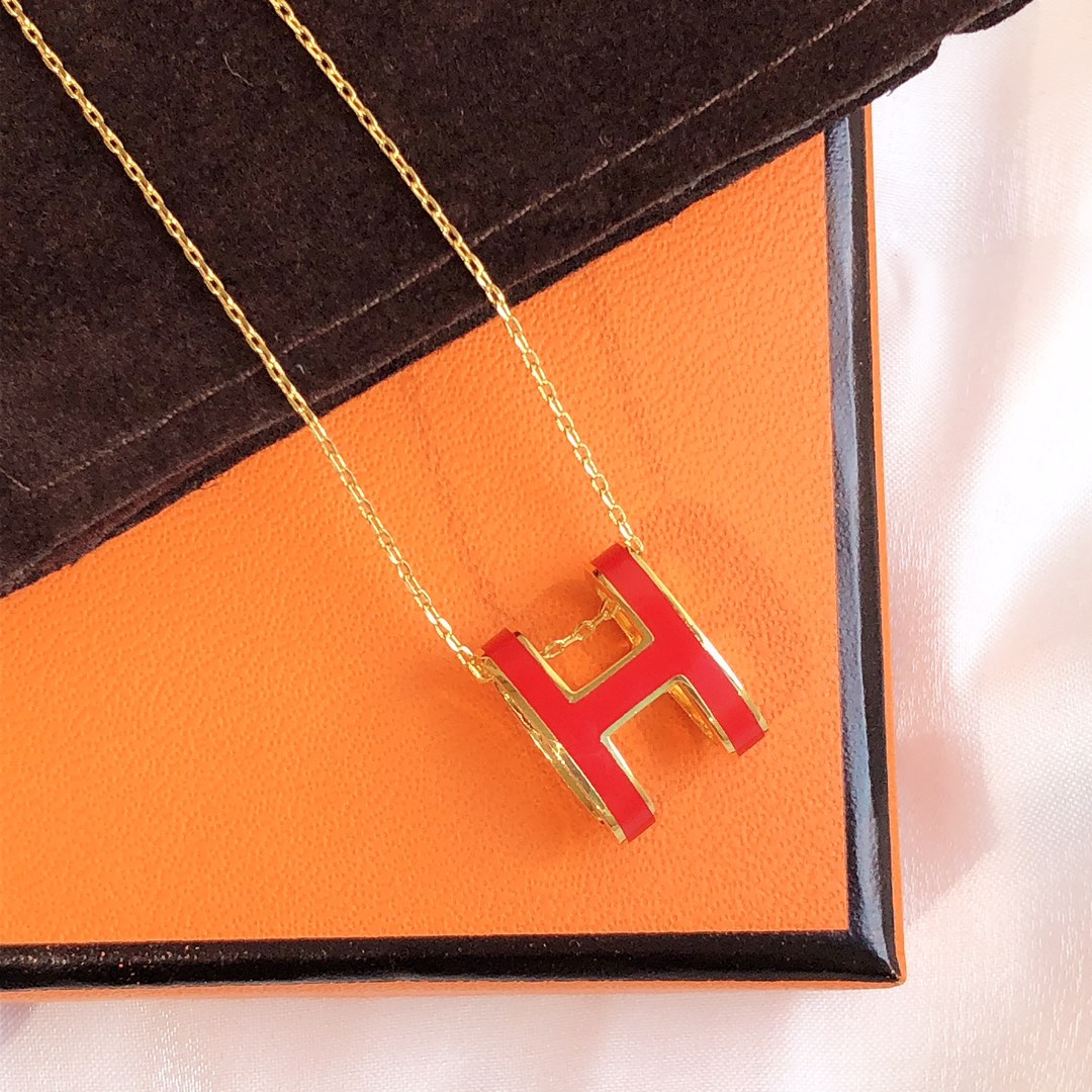 [Gaonasi]HM CLIC RED ENAMEL GOLD NECKLACE