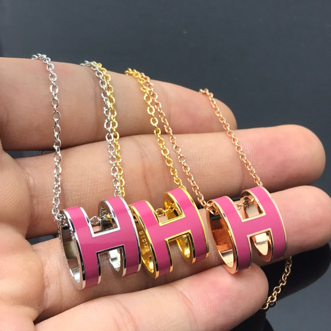 [Gaonasi]H NECKLACE PINK