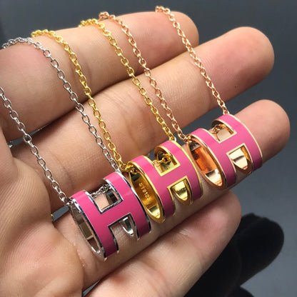 [Gaonasi]H NECKLACE PINK