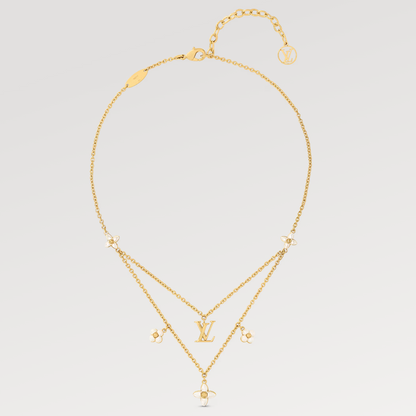 [Gaonasi]FLOWERGRAM GOLD MOP DOUBLE ROW NECKLACE