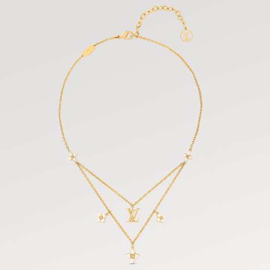 [Gaonasi]FLOWERGRAM GOLD MOP DOUBLE ROW NECKLACE