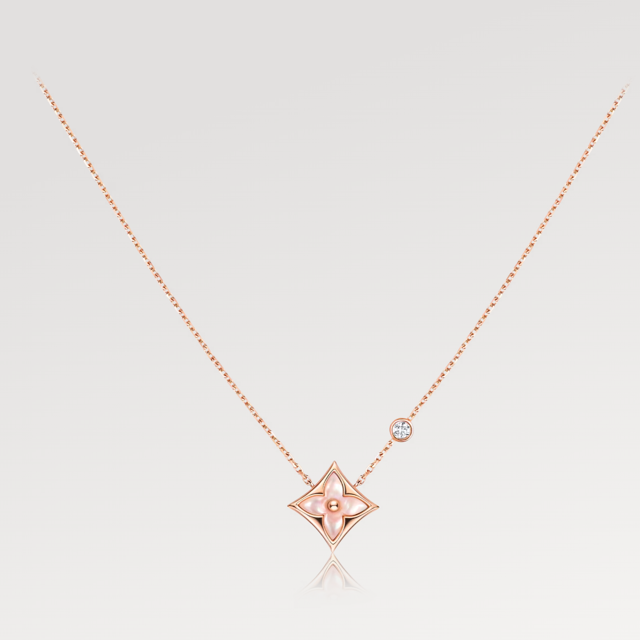 [Gaonasi]STAR PINK MOP 1 DIAMOND PINK GOLD NECKLACE