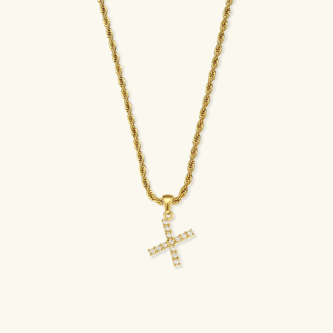 [Gaonasi]Elodie Initial Letter Pearl Necklace