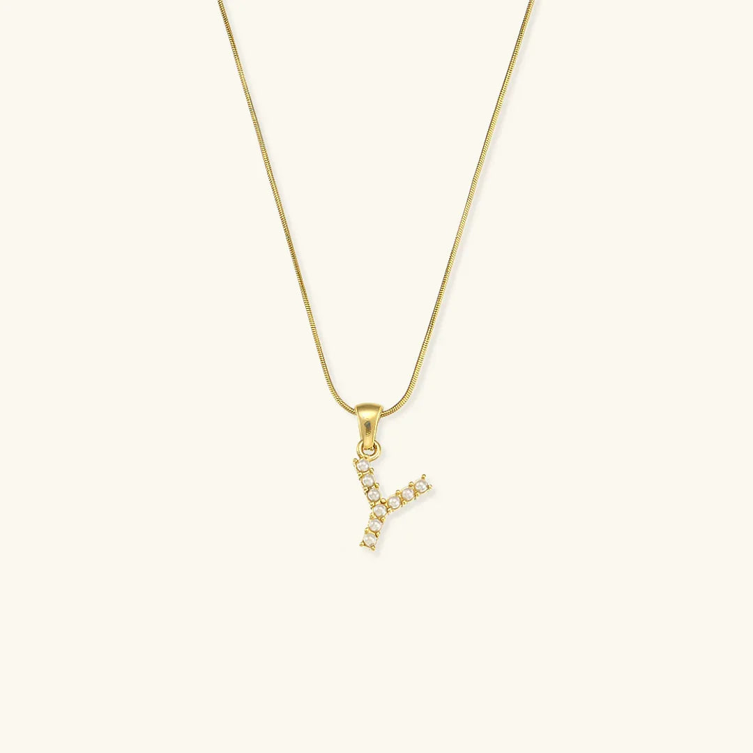 [Gaonasi]Augustine Initial Letter Pearl Necklace