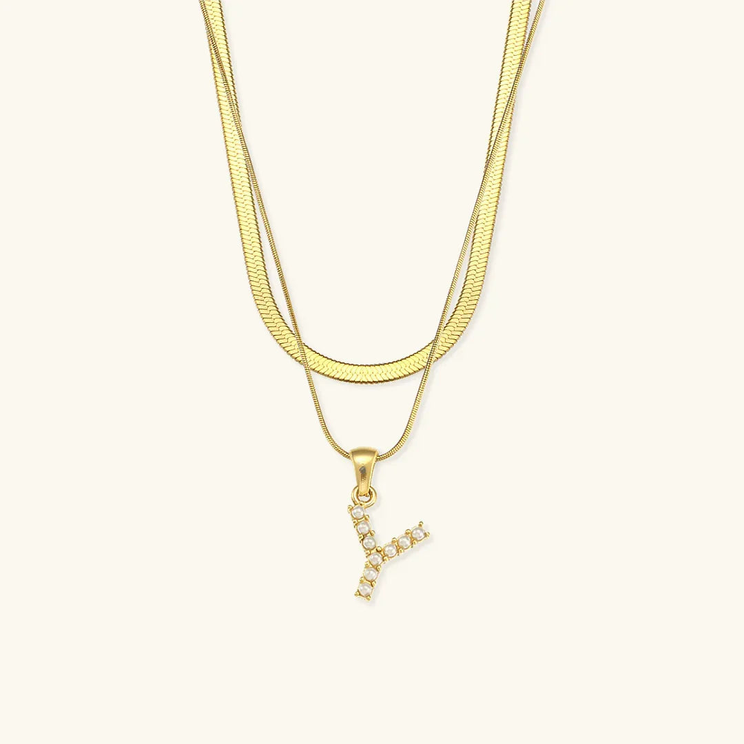 [Gaonasi]Fiona Layered Gold Initial Letter Necklace
