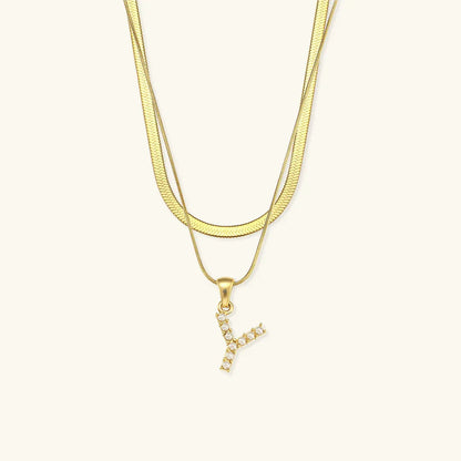 [Gaonasi]Fiona Layered Gold Initial Letter Necklace