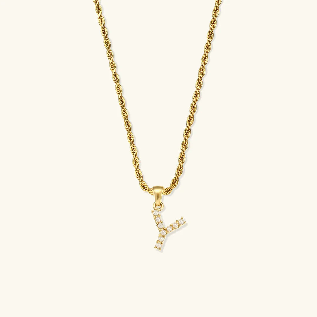 [Gaonasi]Elodie Initial Letter Pearl Necklace