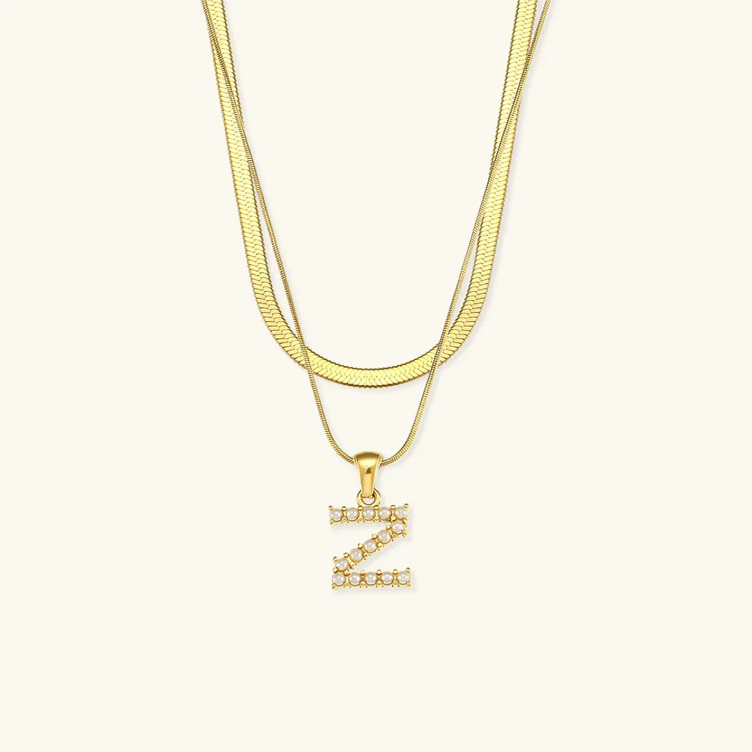 [Gaonasi]Fiona Layered Gold Initial Letter Necklace