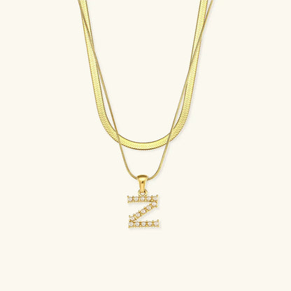 [Gaonasi]Fiona Layered Gold Initial Letter Necklace