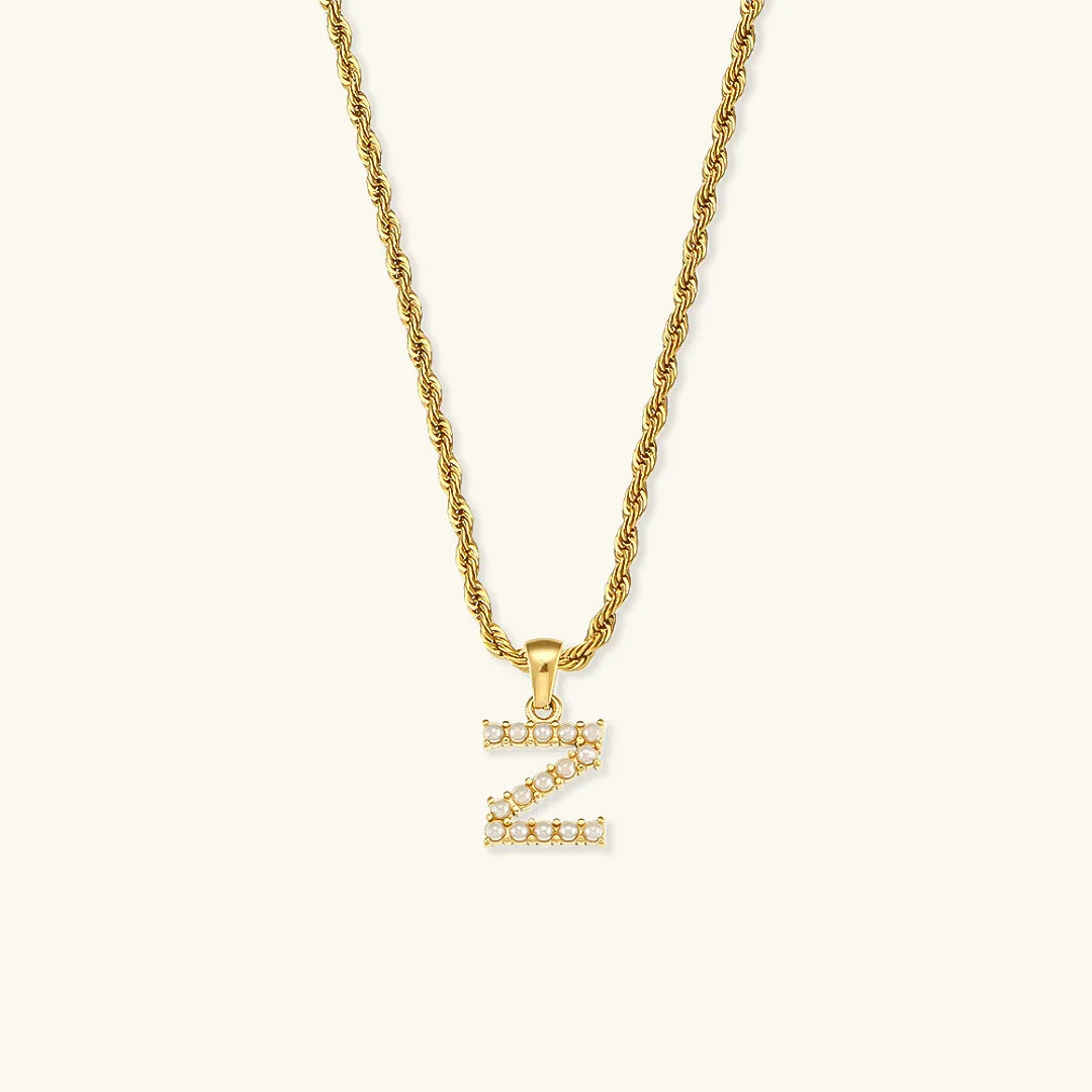 [Gaonasi]Elodie Initial Letter Pearl Necklace