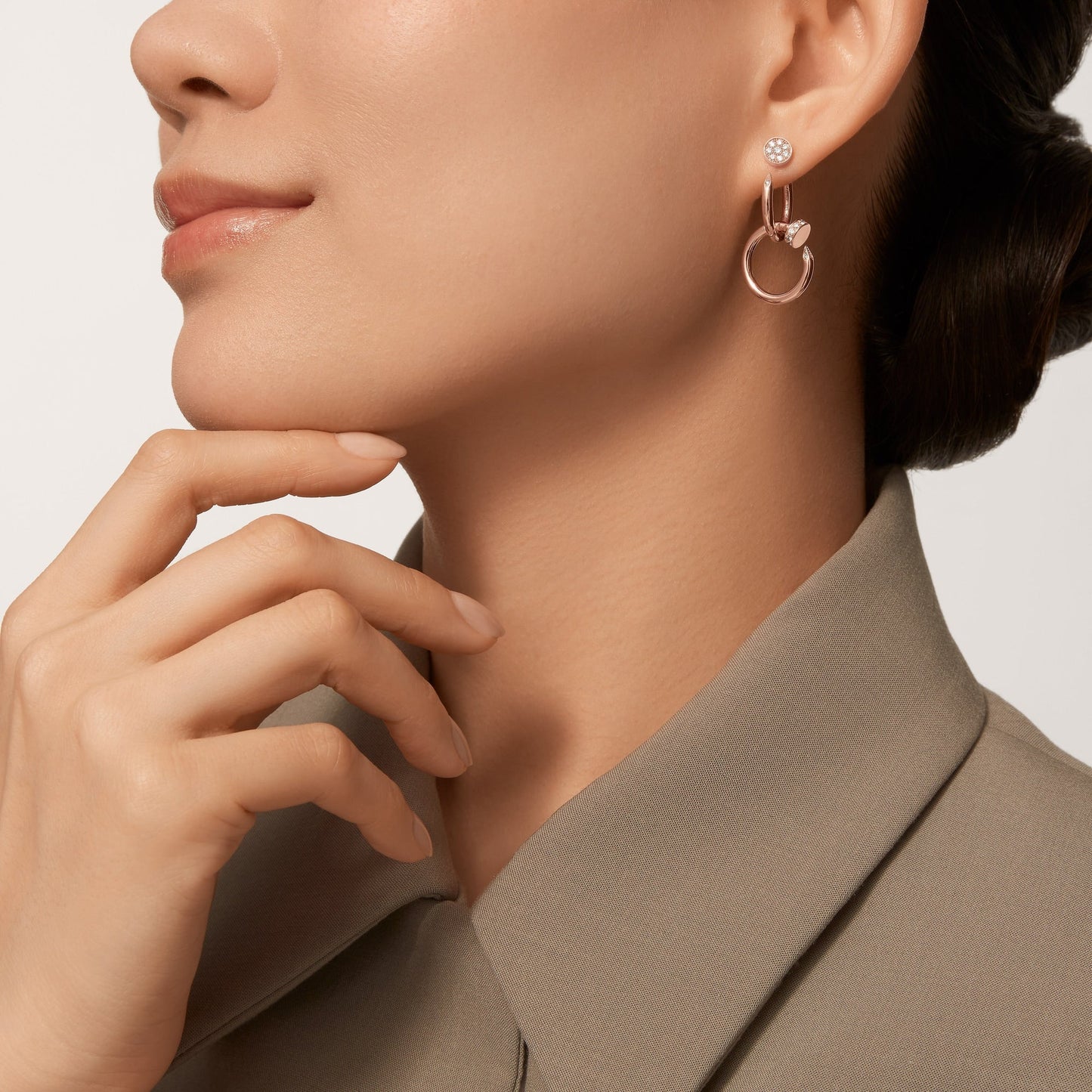 [Gaonasi Jewelry]JUSTE HALF DIAMOND DOUBLE EARRINGS