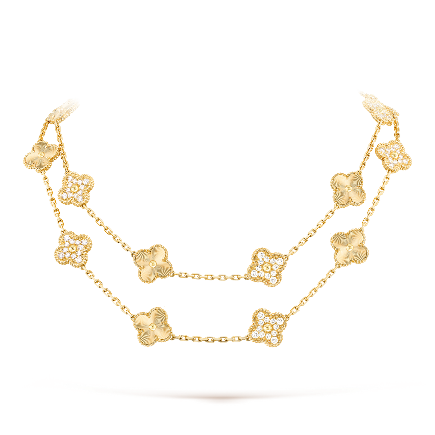 [Gaonasi]CLOVER 20 MOTIFS LASER DIAMOND NECKLACE