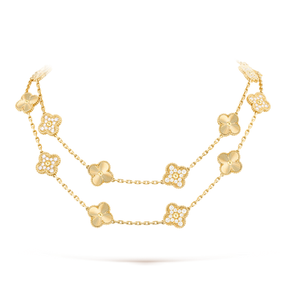 [Gaonasi]CLOVER 20 MOTIFS LASER DIAMOND NECKLACE