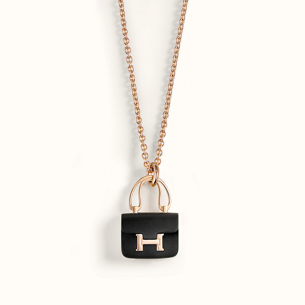 [Gaonasi]CONSTANCE BLACK PEDANT PINK GOLD NECKLACE