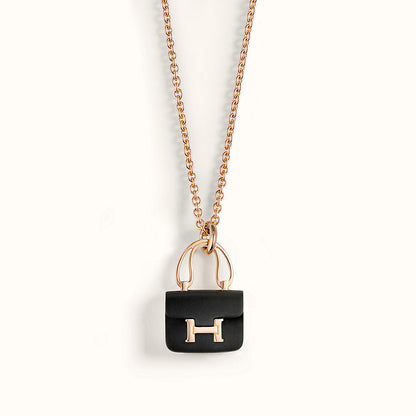 [Gaonasi]CONSTANCE BLACK PEDANT PINK GOLD NECKLACE