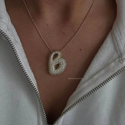 [Gaonasi]Bubble Initial Diamond Necklace