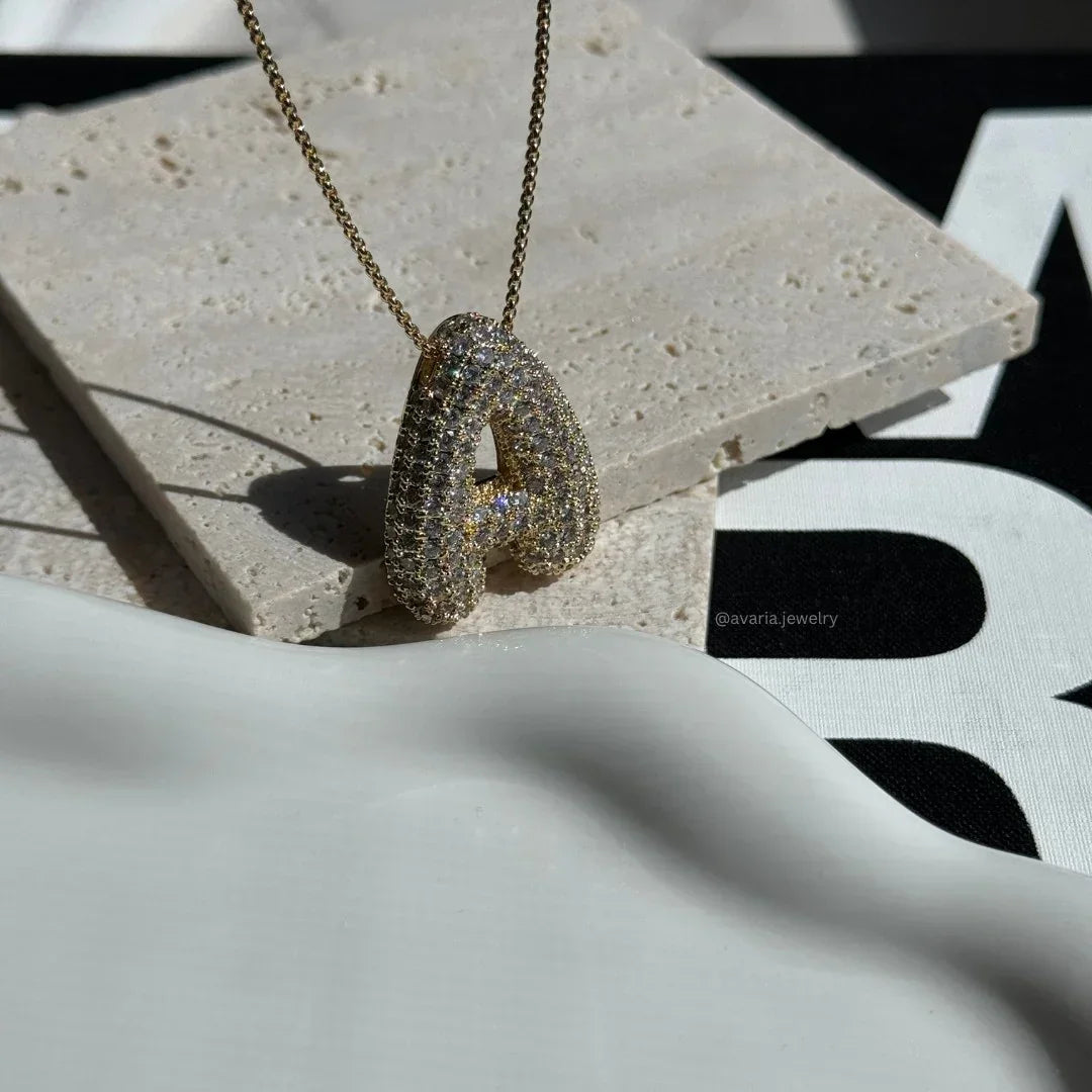 [Gaonasi]Bubble Initial Diamond Necklace