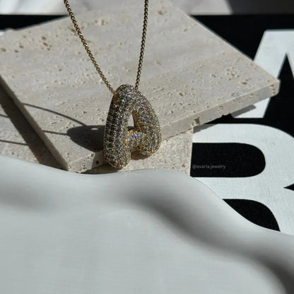 [Gaonasi]Bubble Initial Diamond Necklace