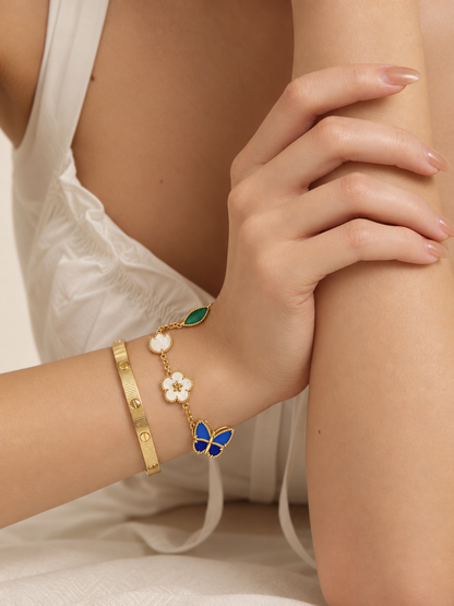 [Cadisa] Lucky Spring Butterfly 5-Motif & LOVE Unlimited Bracelet Stack Set
