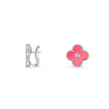 [Gaonasi]CLOVER SILVER 15MM MOP DIAMOND EARRINGS COLLECTION