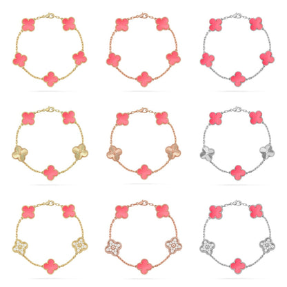 [Gaonasi] CLOVER 5 MOTIFS  PINK MOP BRACELET COLLECTION