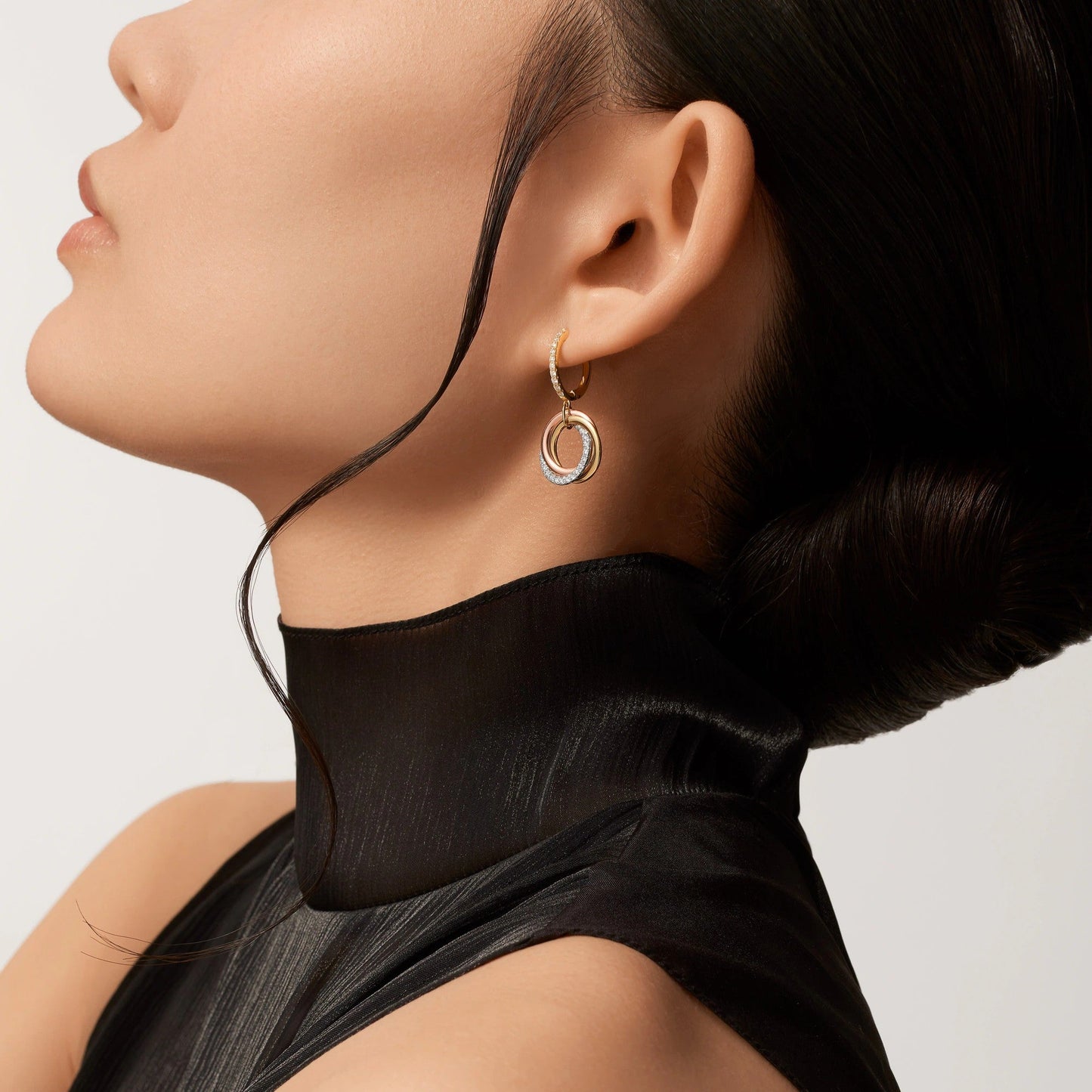 [Gaonasi Jewelry]TRINITY HALF DIAMOND  EARRINGS